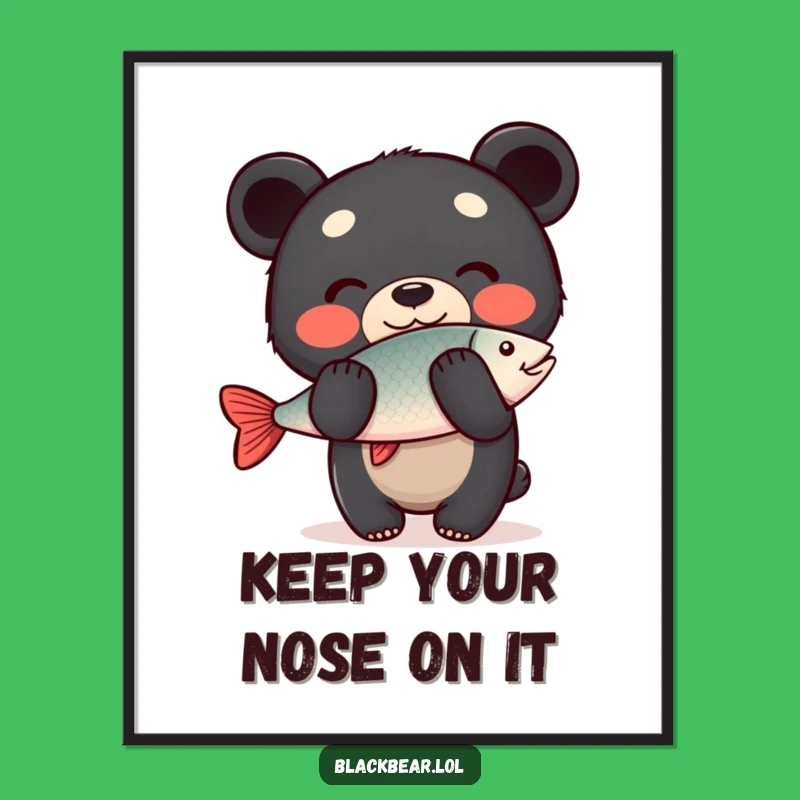 Free Printable Funny Wall Art: Bear Fish Balance Downloadable Decor