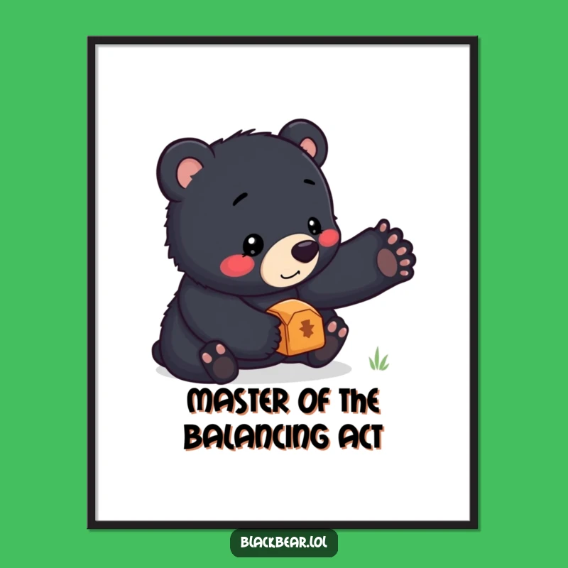 Free Printable Wall Art: Adorable Bear Cub Balancing Act, Cute Downloadable Art for Nurseries
