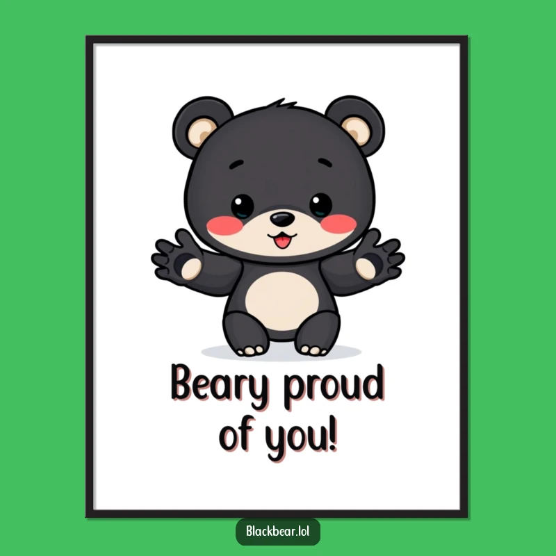 Free Printable Wall Art: Funny Bear Cub Award Presenter for Hilarious Downloadable Decor