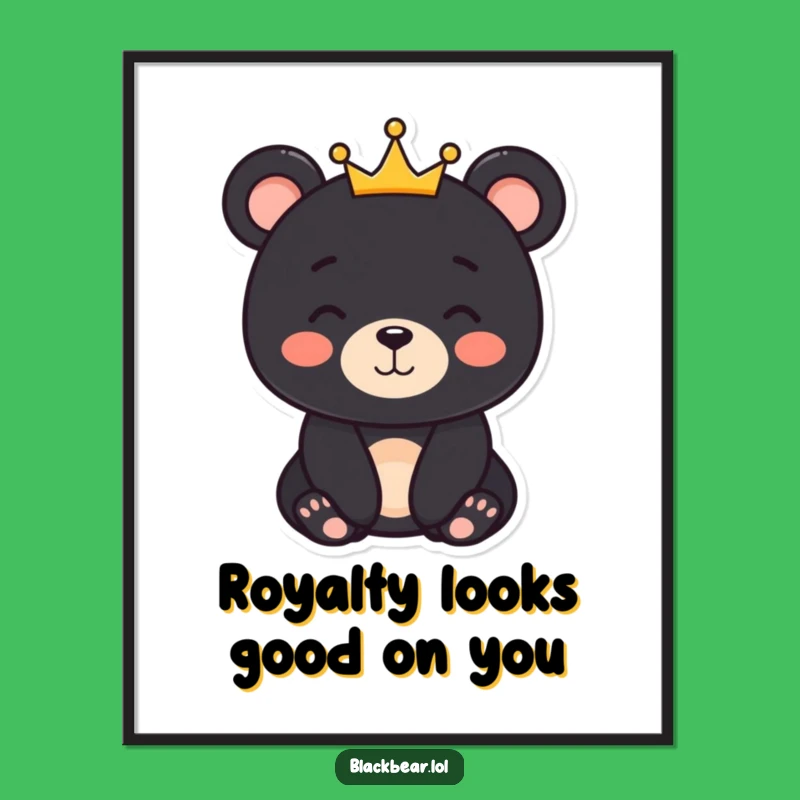 Free Printable Wall Art: Smiling Bear Crown Funny Downloadable Gift