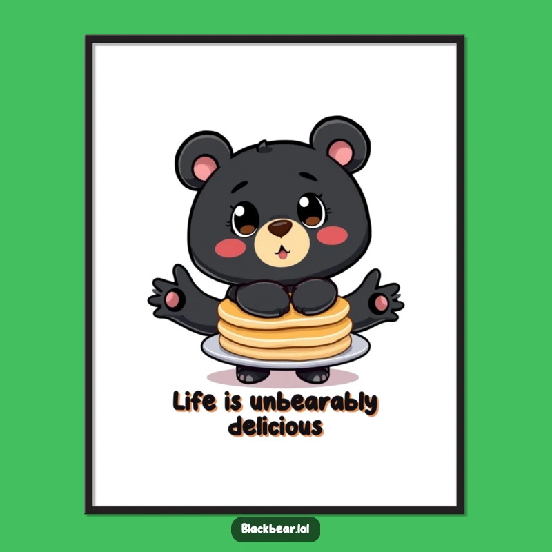 Funny Free Printable Wall Art: Pancake Bear Balance, Downloadable Whimsical Decor