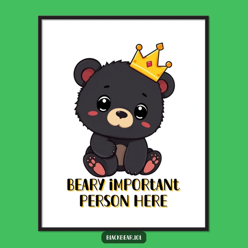 Funny Free Printable Wall Art: Surprised Bear King Decor - Whimsical Art