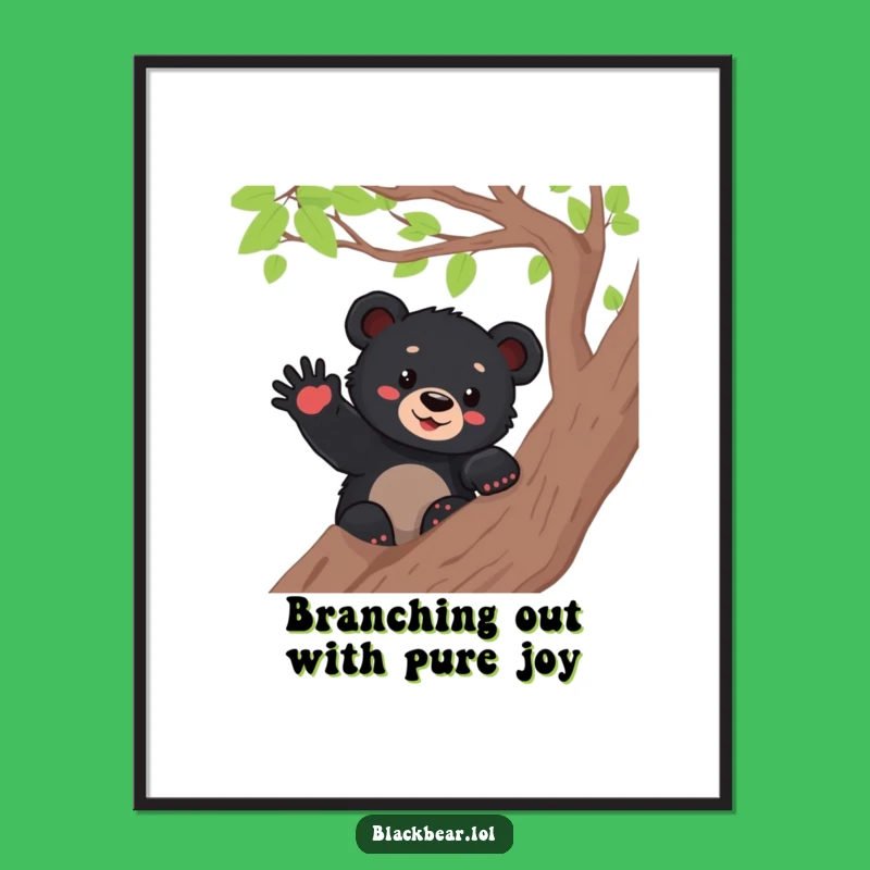 Funny Free Printable Wall Art: Waving Bear Cub Hello - Downloadable Art Gift