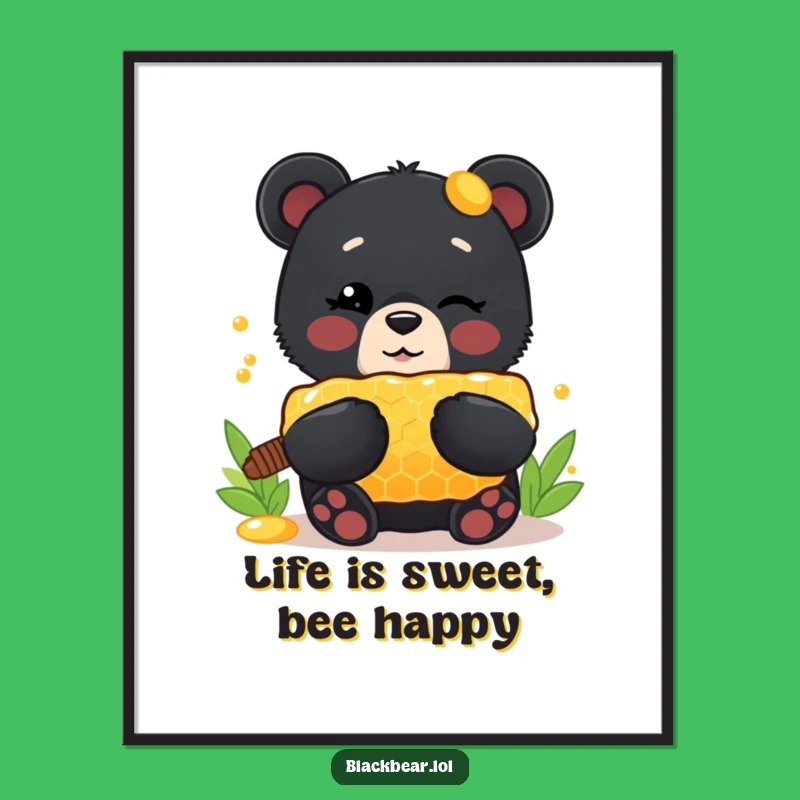 Free Printable Funny Wall Art: Winking Bear Honeycomb Downloadable Decor