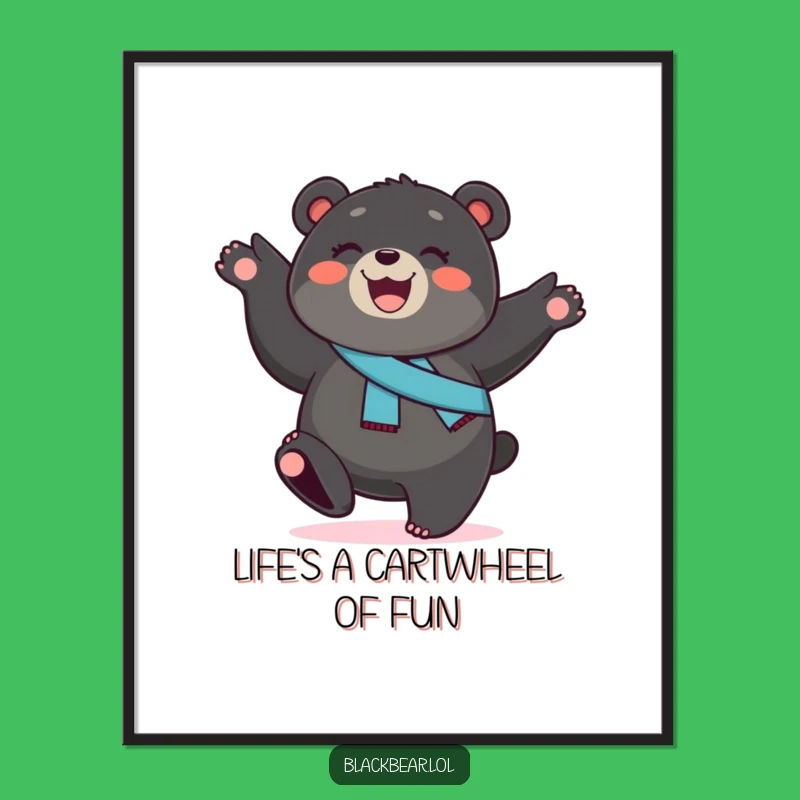 Bear Cub Wall Art Free Printable: Cartwheeling Sash Downloadable Decor