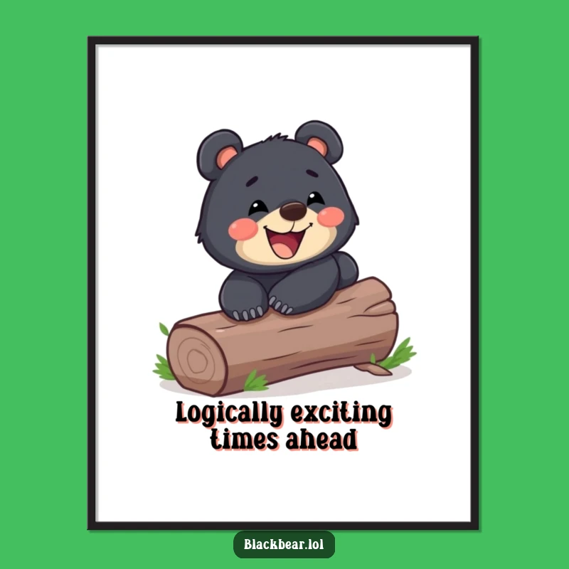 Free Printable Wall Art: Playful Bear Cub Sliding, Grinning Downloadable Decor