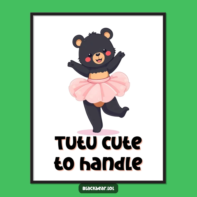Free Printable Wall Art: Funny Bear Tutu Twirling Design for Whimsical Downloadable Home Decor