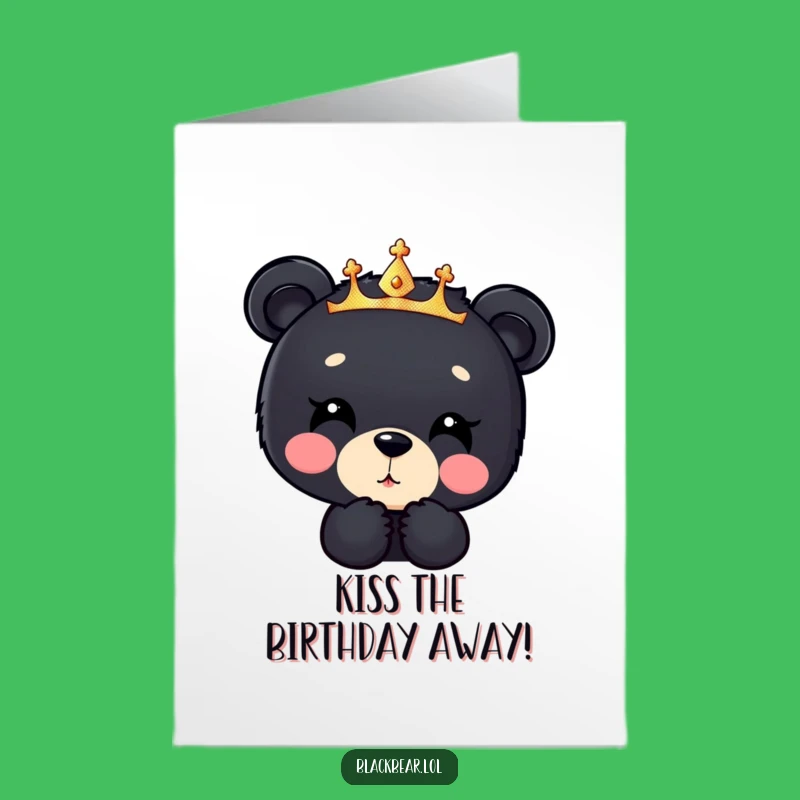 Bear Cub Birthday Card Free Printable: Sparkly Crown Kiss Downloadable