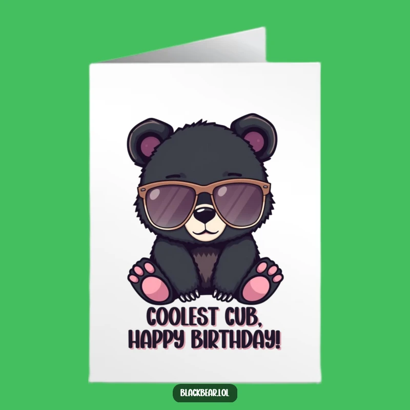 Free Printable Birthday Card: Cool Bear Cub, Funny Downloadable Shades Gift