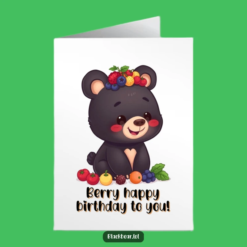 Free Printable Funny Birthday Card: Berry Balancing Bear Cub, Humorous Gift