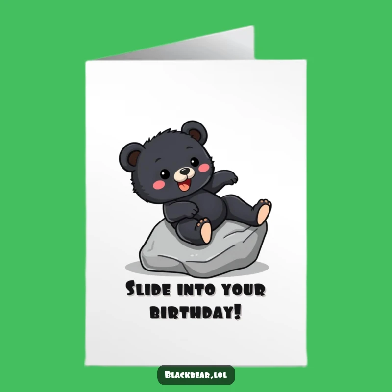 Funny Free Printable Birthday Card: Bear Cub's Sliding Fun
