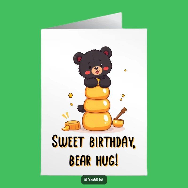 Funny Free Printable Birthday Card: Honey Pot Balancing Bear