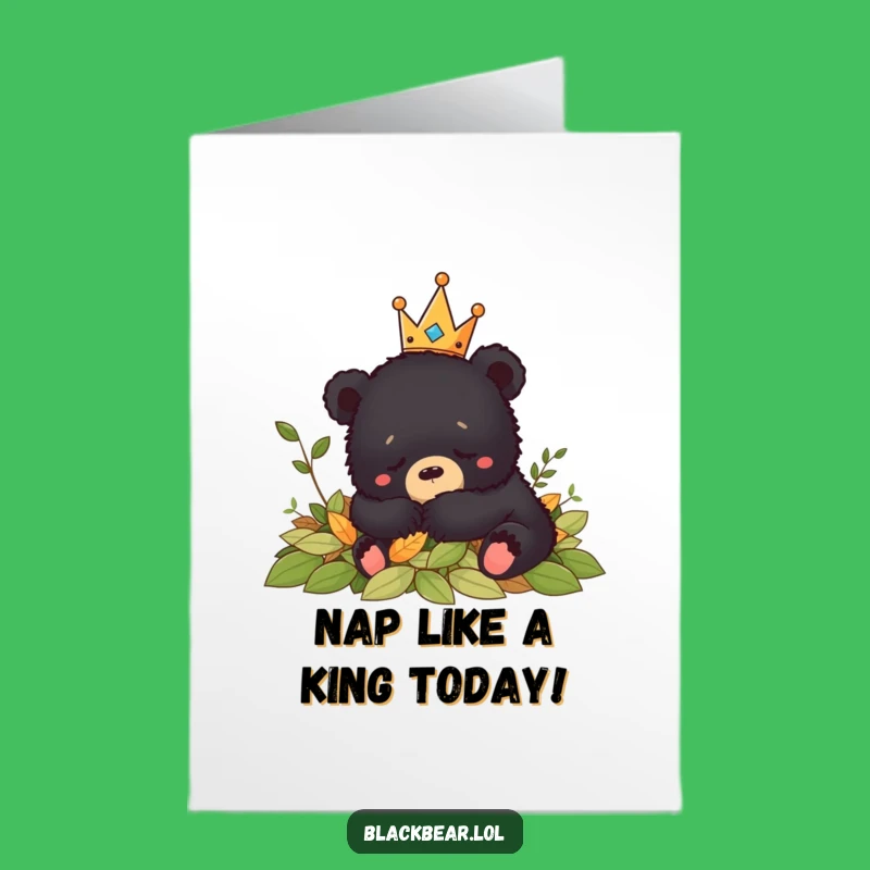Funny Free Printable Birthday Card: Sleepy Crown Bear Cub - Downloadable Gift