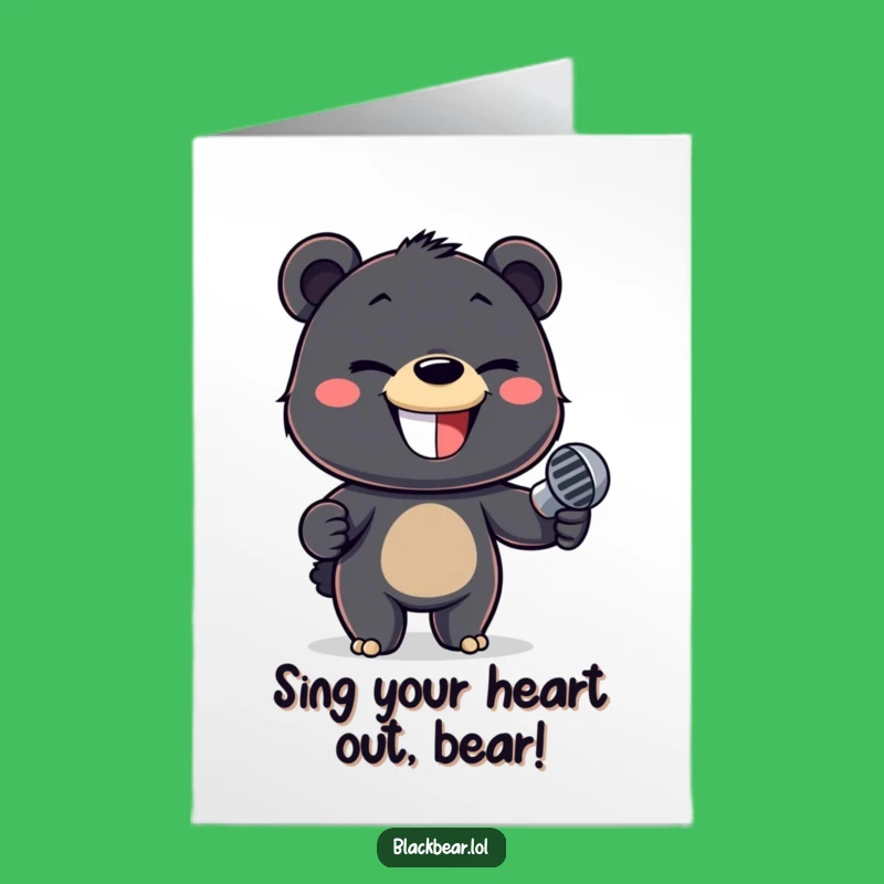 Free Printable Birthday Card: Funny Bear Cub Singer - Downloadable Gift!