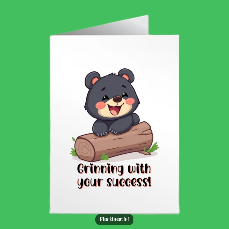 Free Printable Congrats Card: Playful Bear Cub Sliding, Grinning Downloadable Greeting