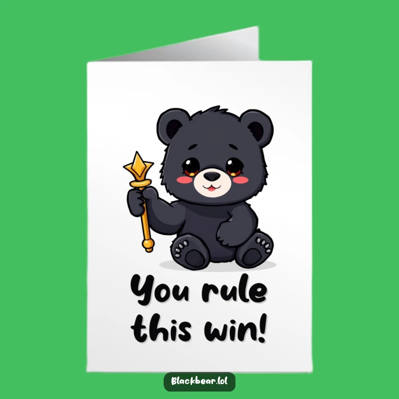 Regal Free Printable Congrats Card: Scepter Bear Cub, Majestic Downloadable Gift