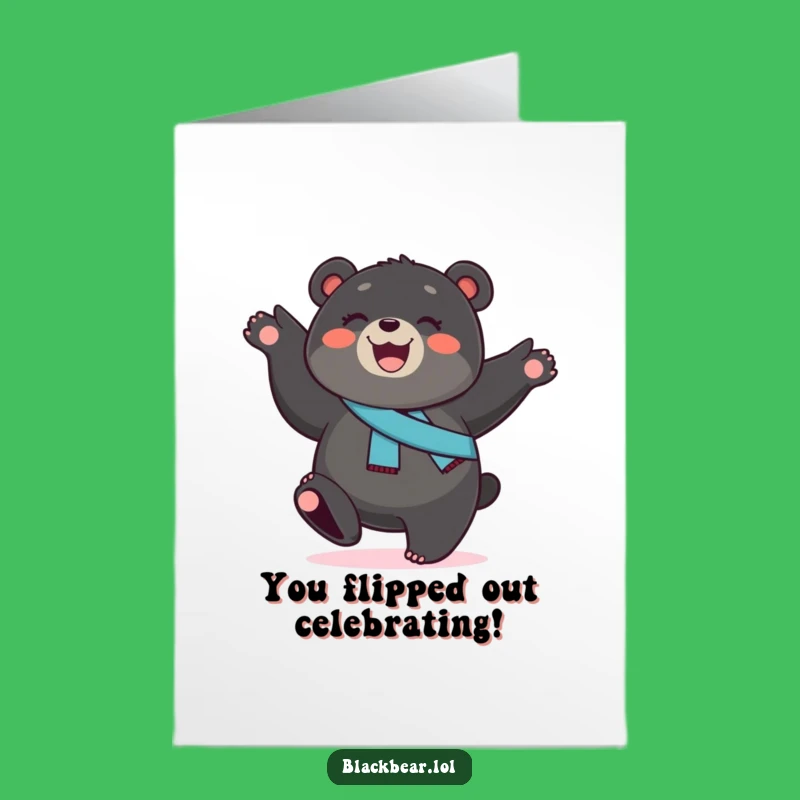 Congrats Bear Cub Card Free Printable: Energetic Cartwheel Downloadable Greeting