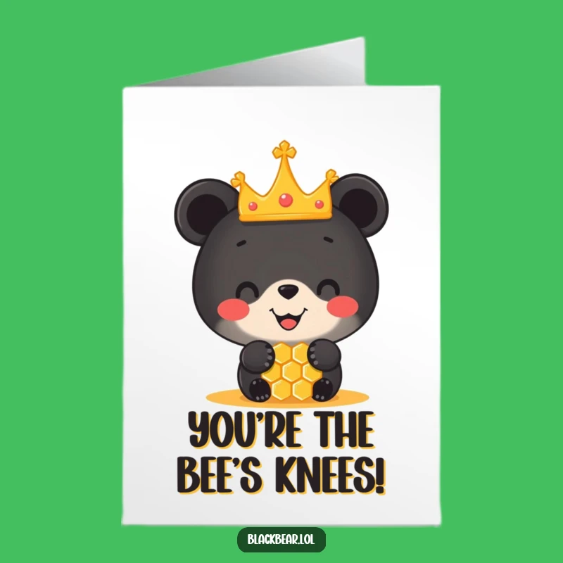 Free Printable Congrats Card: Humorous Bear Cub Crown Honeycomb Downloadable