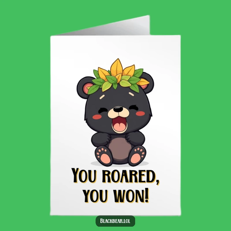 Free Printable Congrats Card: Bear Cub Roar Nature Crown Download