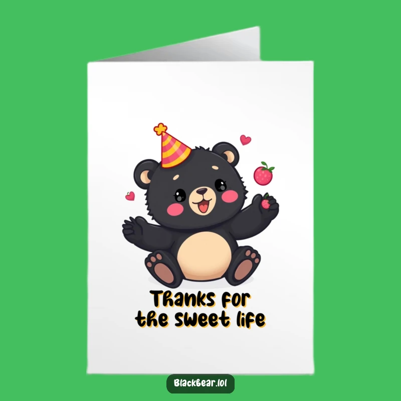 Free Printable Funny Thanks Card: Bear Juggling Berries Downloadable Appreciation