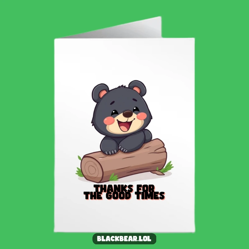 Free Printable Thank You Card: Playful Bear Cub Sliding, Grinning Downloadable Greeting