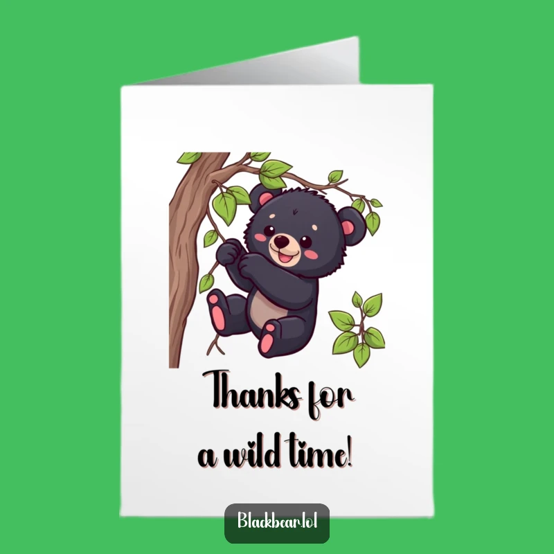 Free Printable Thank You Card: Playful Cub Tugging Vine - Funny Downloadable Appreciation