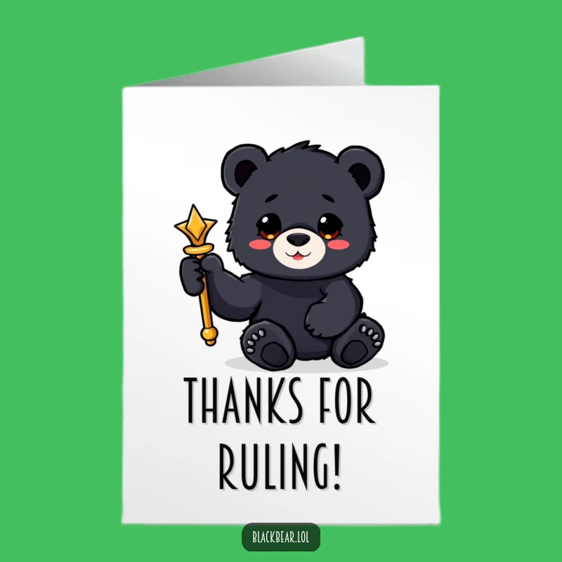 Royal Free Printable Thank You Card: Scepter Bear Cub, Grand Downloadable Gift