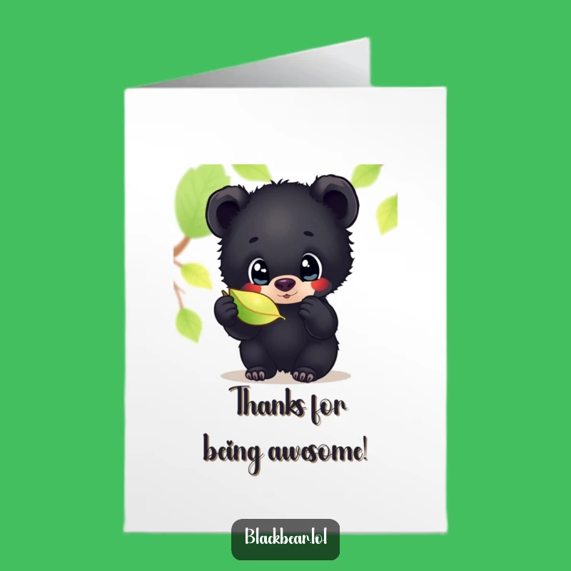 Free Printable Thank You Card: Sweet Bear Cub, Thoughtful Downloadable Gift for Appreciation