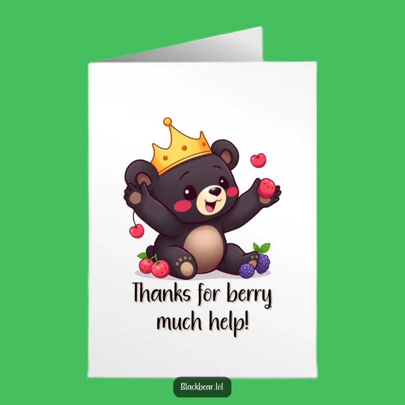 Free Printable Bear Thank You Card: Juggling Cub Crown, Heartfelt DIY Download