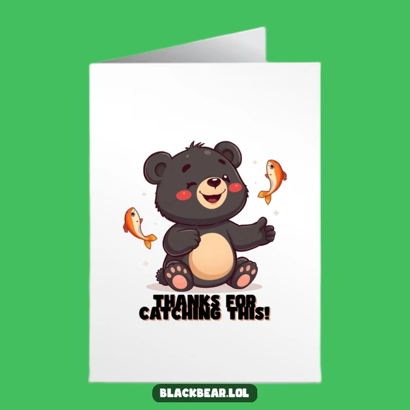 Free Printable Thank You Card: Juggling Fish Bear, Funny Downloadable Appreciation Gift
