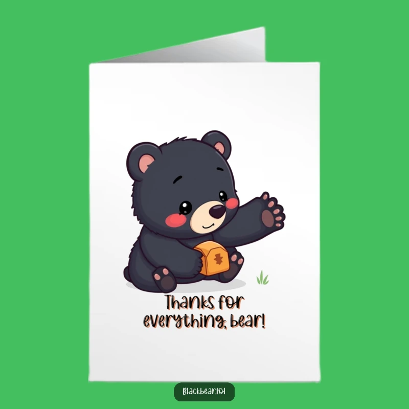 Free Printable Thank You Card: Sweet Bear Cub, Thoughtful Downloadable Gift for Gratitude