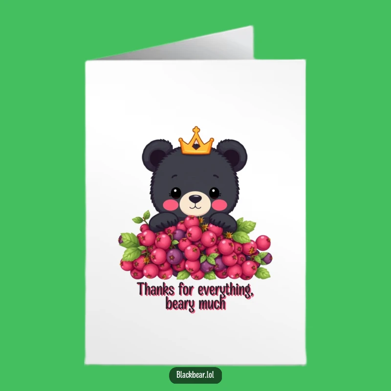 Free Printable Thank You Card: Crown Bear Expresses Gratitude, Funny Downloadable Gift