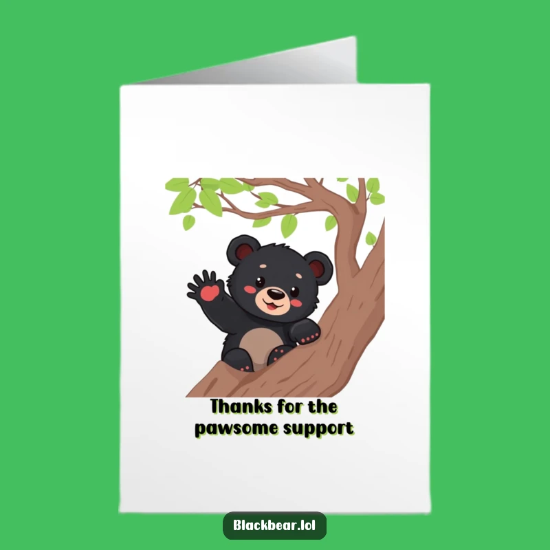 Free Printable Thank You Card: Waving Bear Cub Thanks - Downloadable Funny Gift