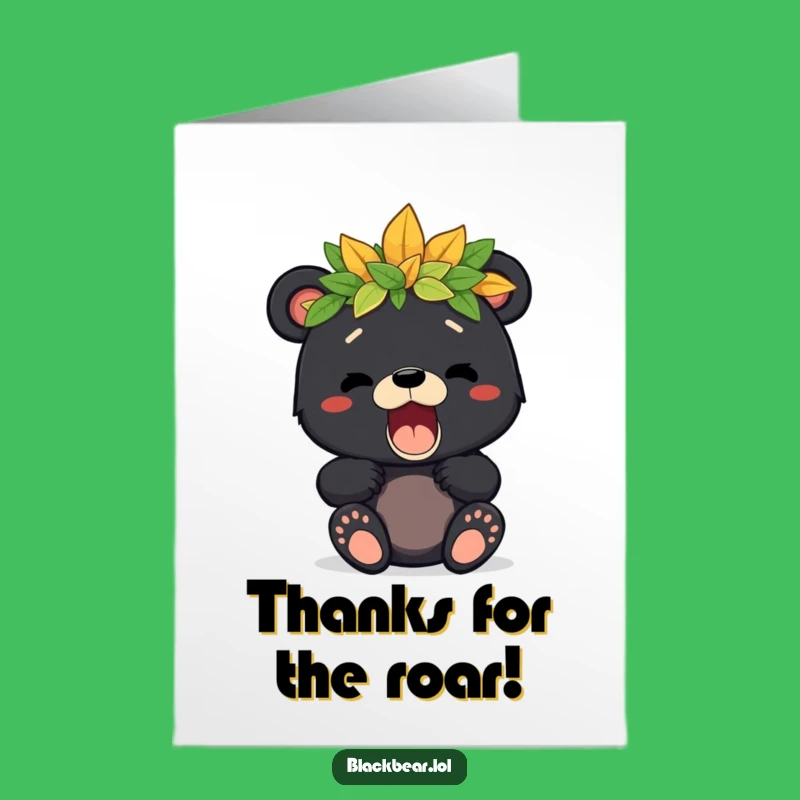 Free Printable Thank You Card: Bear Cub Roar Nature Crown Gratitude