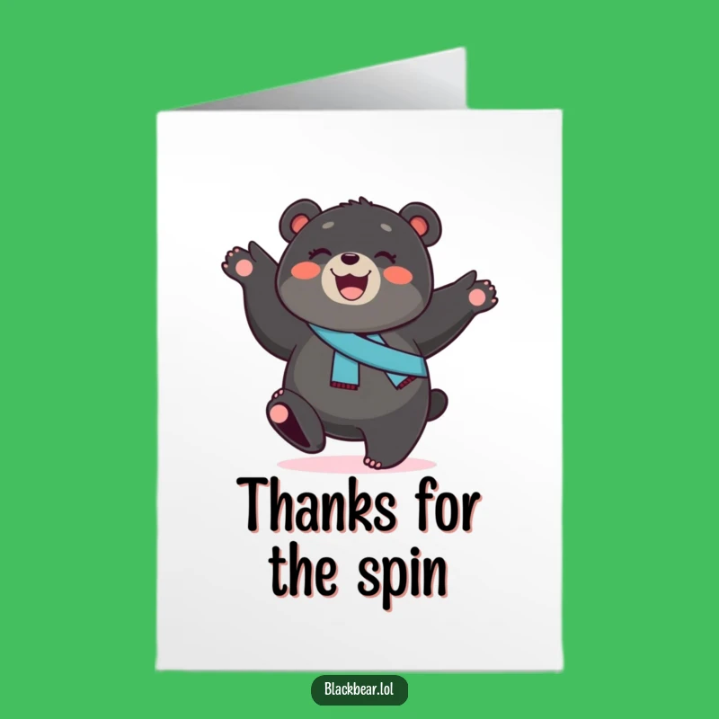 Thank You Bear Cub Card Free Printable: Cartwheeling Sash Bear Downloadable