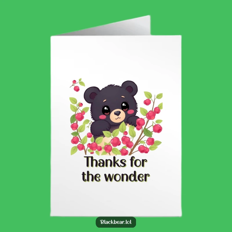 Free Printable Thank You Card: Shy Bear Peeking, Wonderous Downloadable Greeting