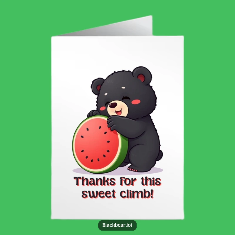 Free Printable Thank You Card: Bear Climbs Watermelon, Grateful Downloadable Fun
