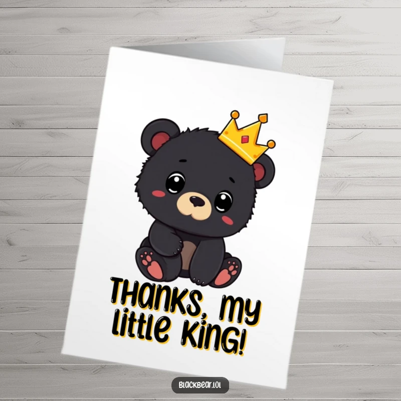 Funny Free Printable Thank You Card: A surprised bear cub wearing a crown, offering a cute and regal way to say thank you.