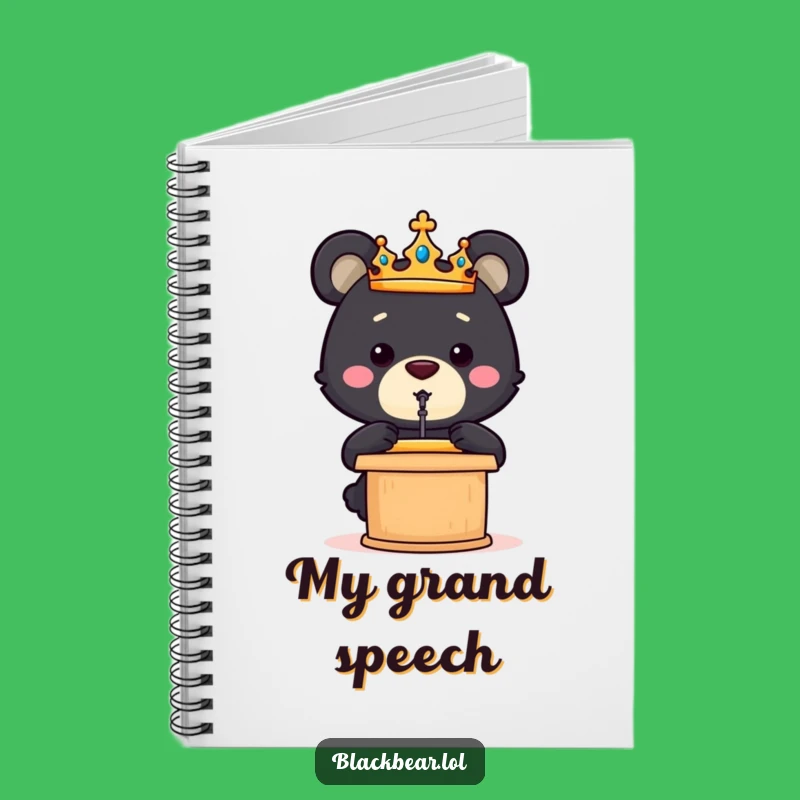 Funny Bear Cub Crown Speech Notebook - Jot Down Your Big Ideas