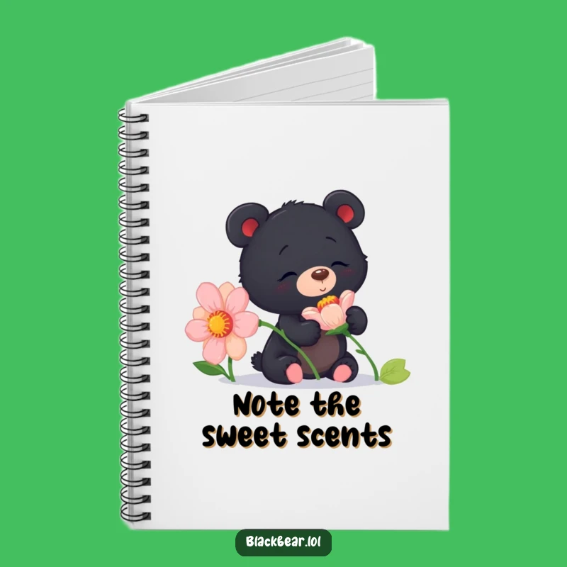 Funny Curious Bear Cub Flower Notebook: Jot Down Your Discoveries