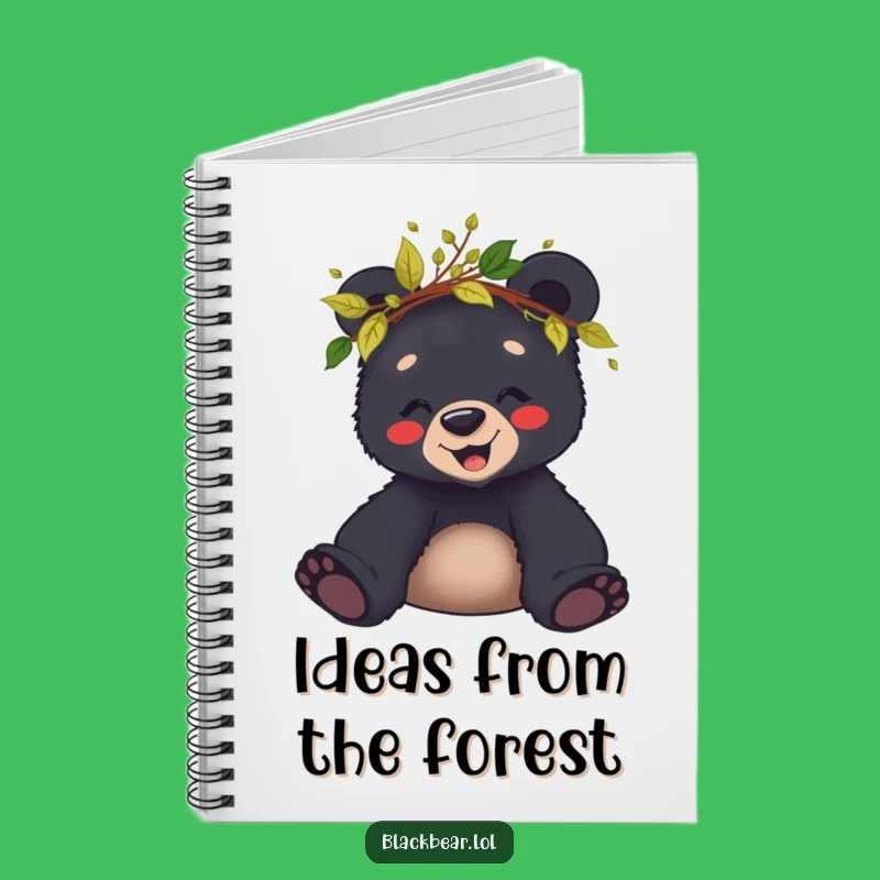 Funny Giggling Bear Cub Leaf Crown Notebook - Woodland Journal Gift