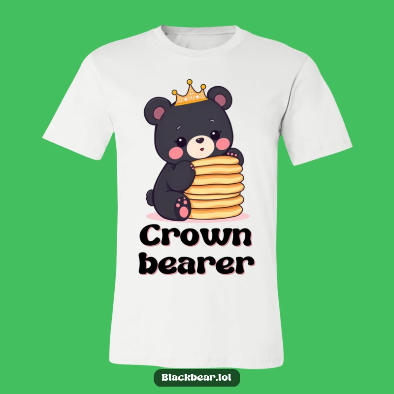 Funny Bear Cub Crown Pancake T-Shirt - Comedic Treat for Pancake Fans