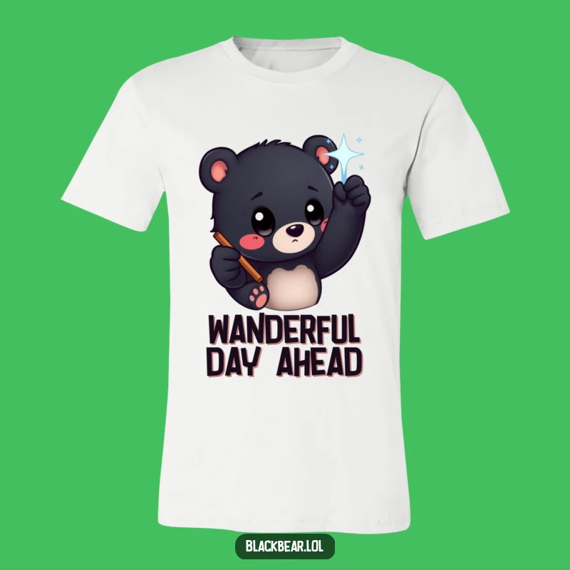 Funny Bear Cub Magic Wand T-Shirt - Curious Eyes Tee