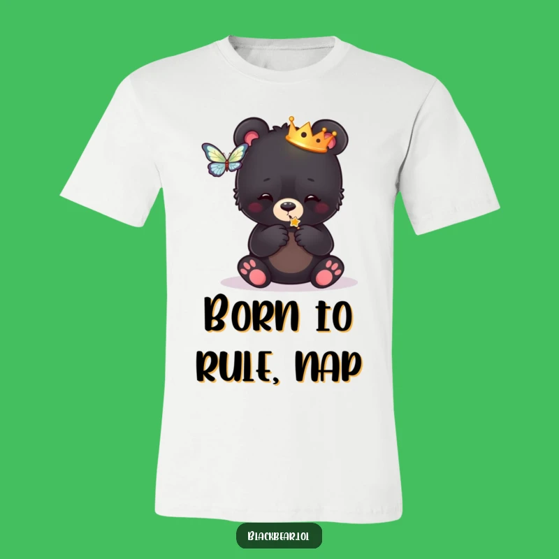Funny Regal Bear Cub T-Shirt - Playful Butterfly Tee, Perfect Humorous Gift
