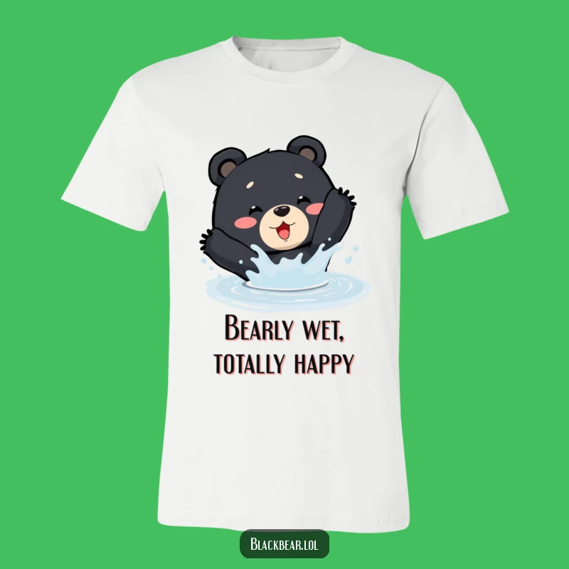 Funny Splashing Bear T-Shirt - Playful Puddle Fun Tee