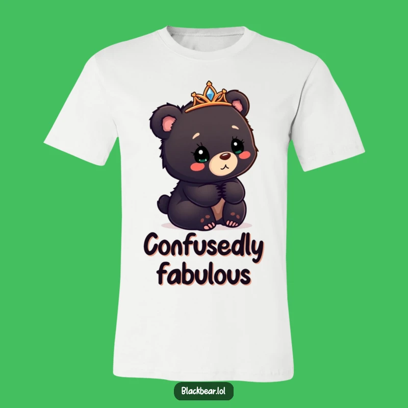 Funny Tilted Tiara T-Shirt: Confused Bear Cub's Delightful Look Gift