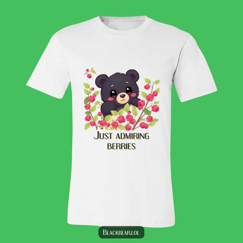 Funny Shy Bear Berry Bush T-Shirt - Curious Forest Explorer Tee