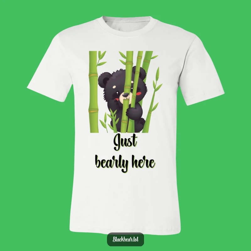 Funny Playful Black Bear Cub Bamboo Peek T-Shirt: Your New Favorite Funny Tee