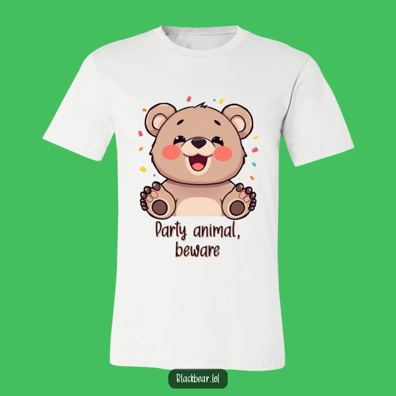 Funny Happy Bear Confetti T-Shirt - Celebration Character Tee