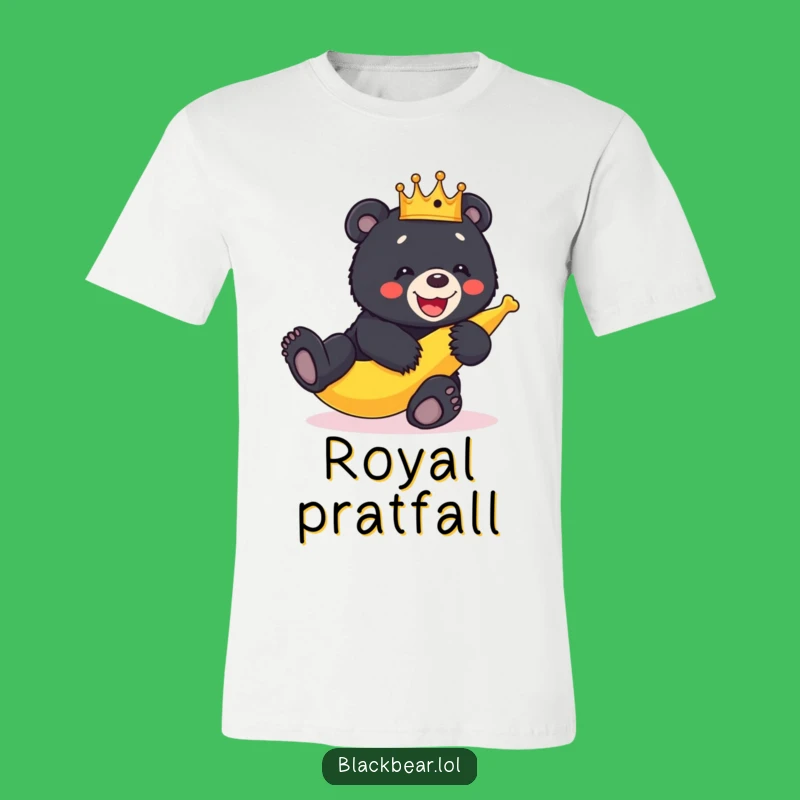 Funny Bear Cub Crown Banana Peel Slip T-Shirt - Comedic Apparel for Laughs
